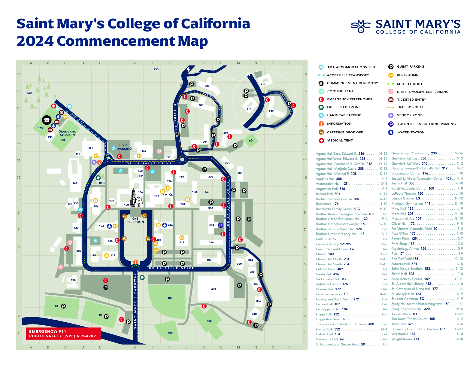 Saint Mary's College 2024 Commencement Map
