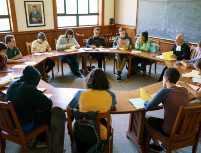 Classroom discussion on a round table