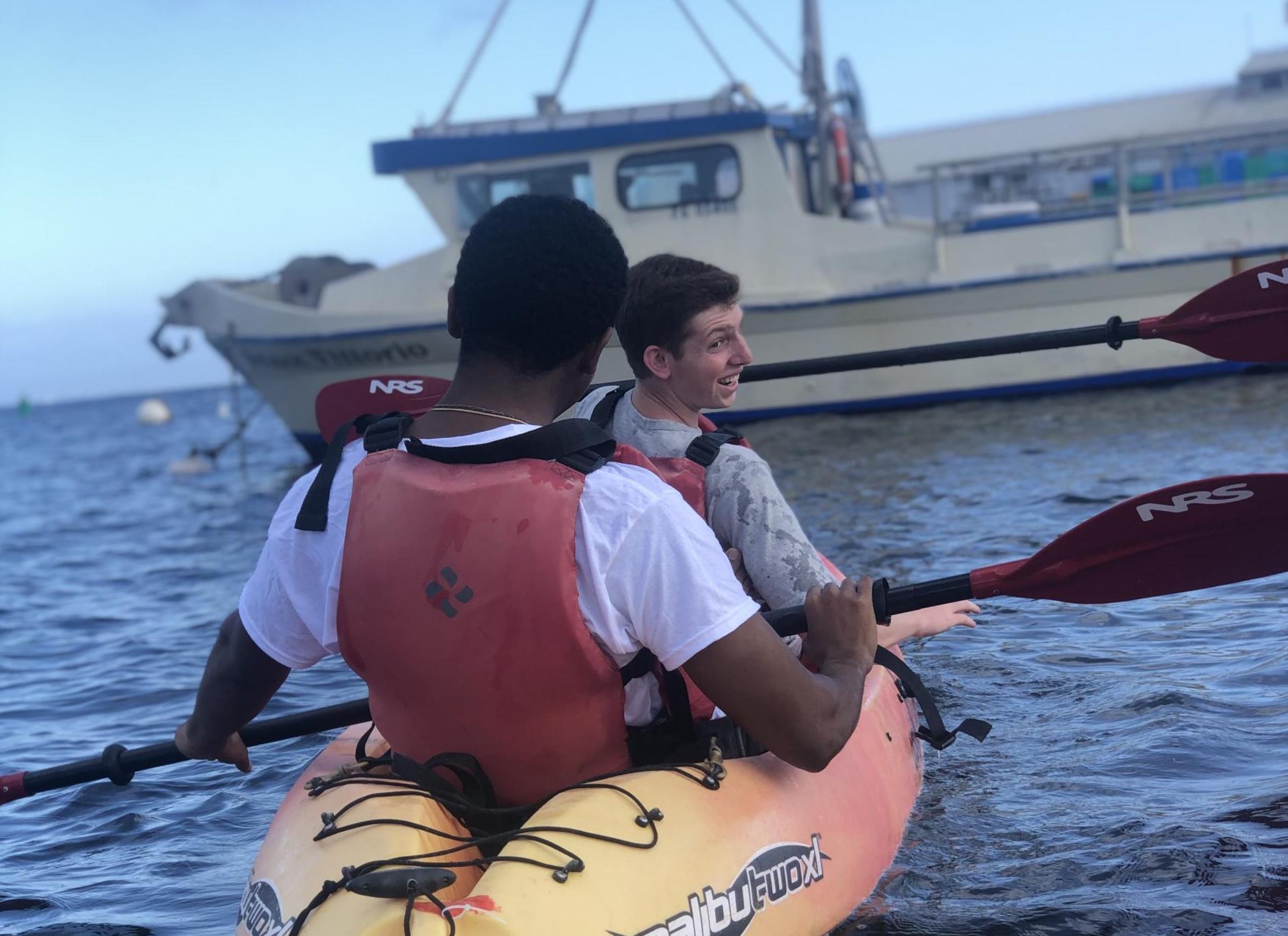Two men kayaking