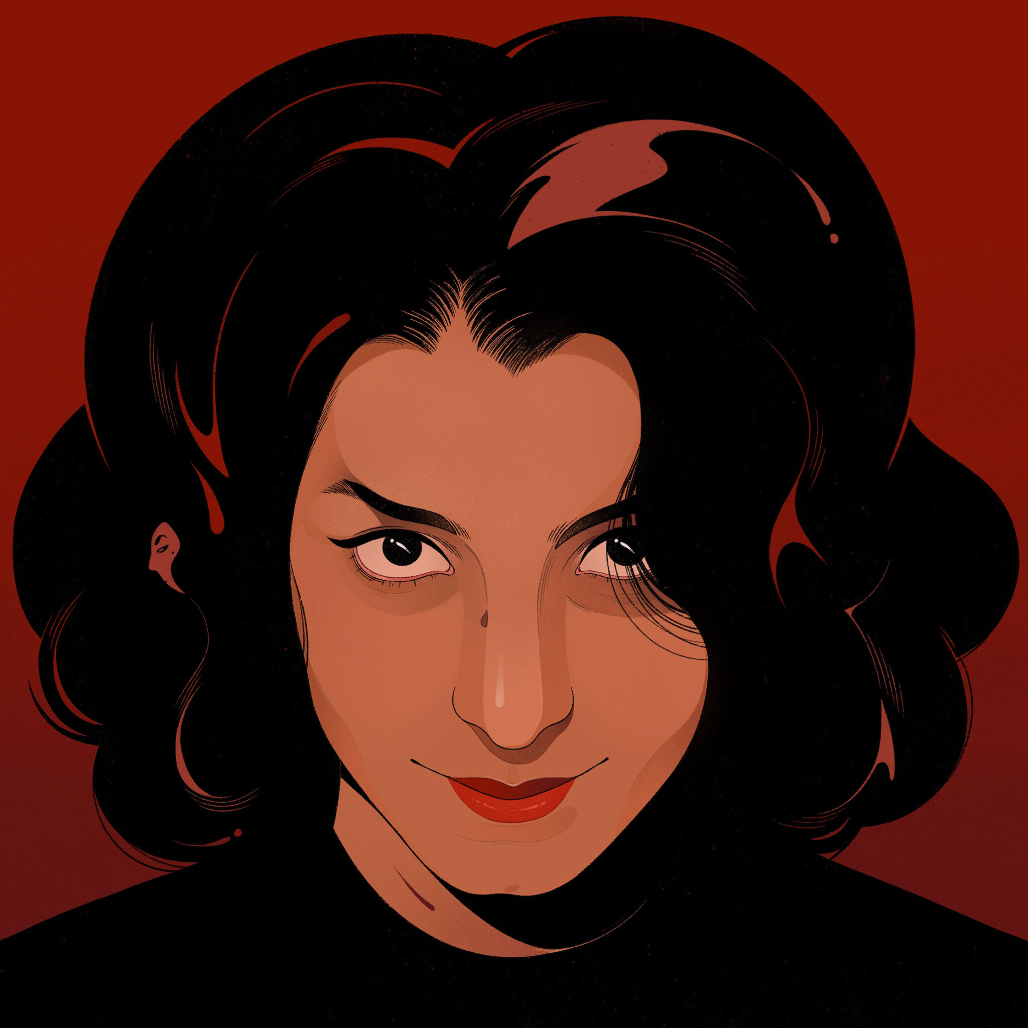 Stylized portrait of Marjane Satrapi