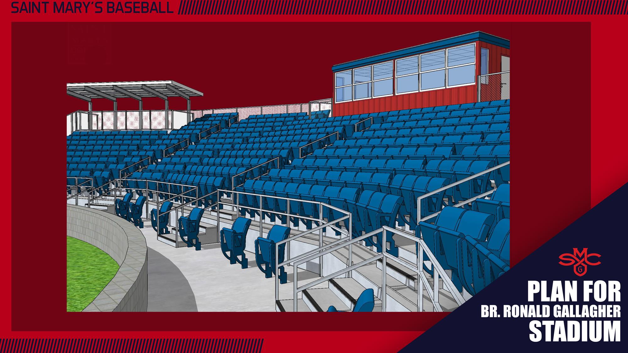 Side view architectural rendering of Br. Ronald Gallagher Stadium