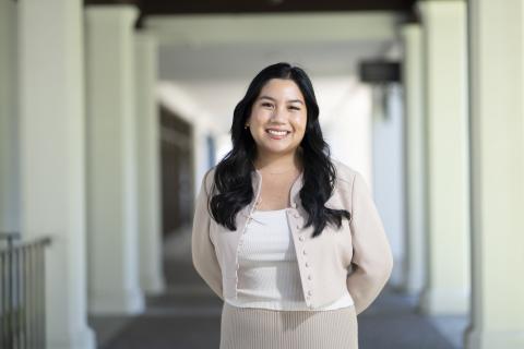 portrait in outside hallway