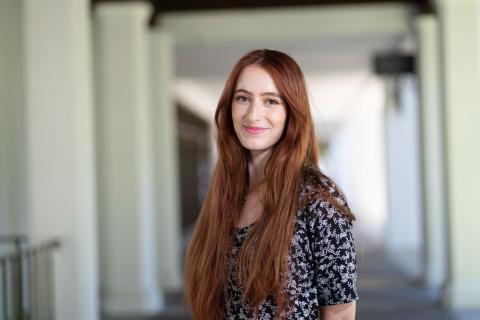 portrait in outside hallway