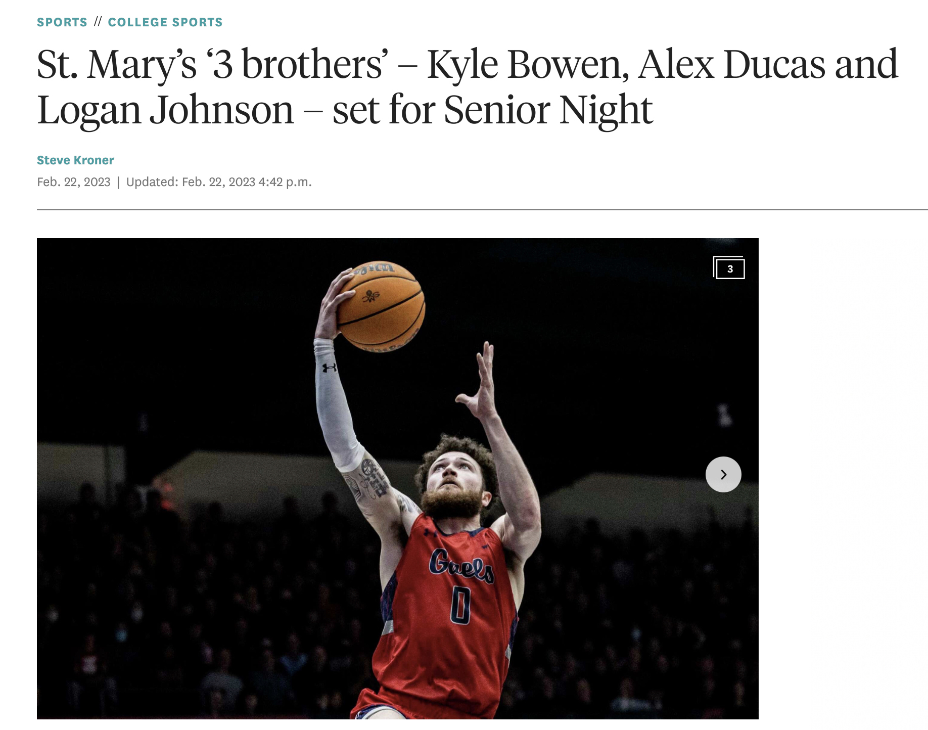 Logan Johnson shooting basket - SF Chronicle story