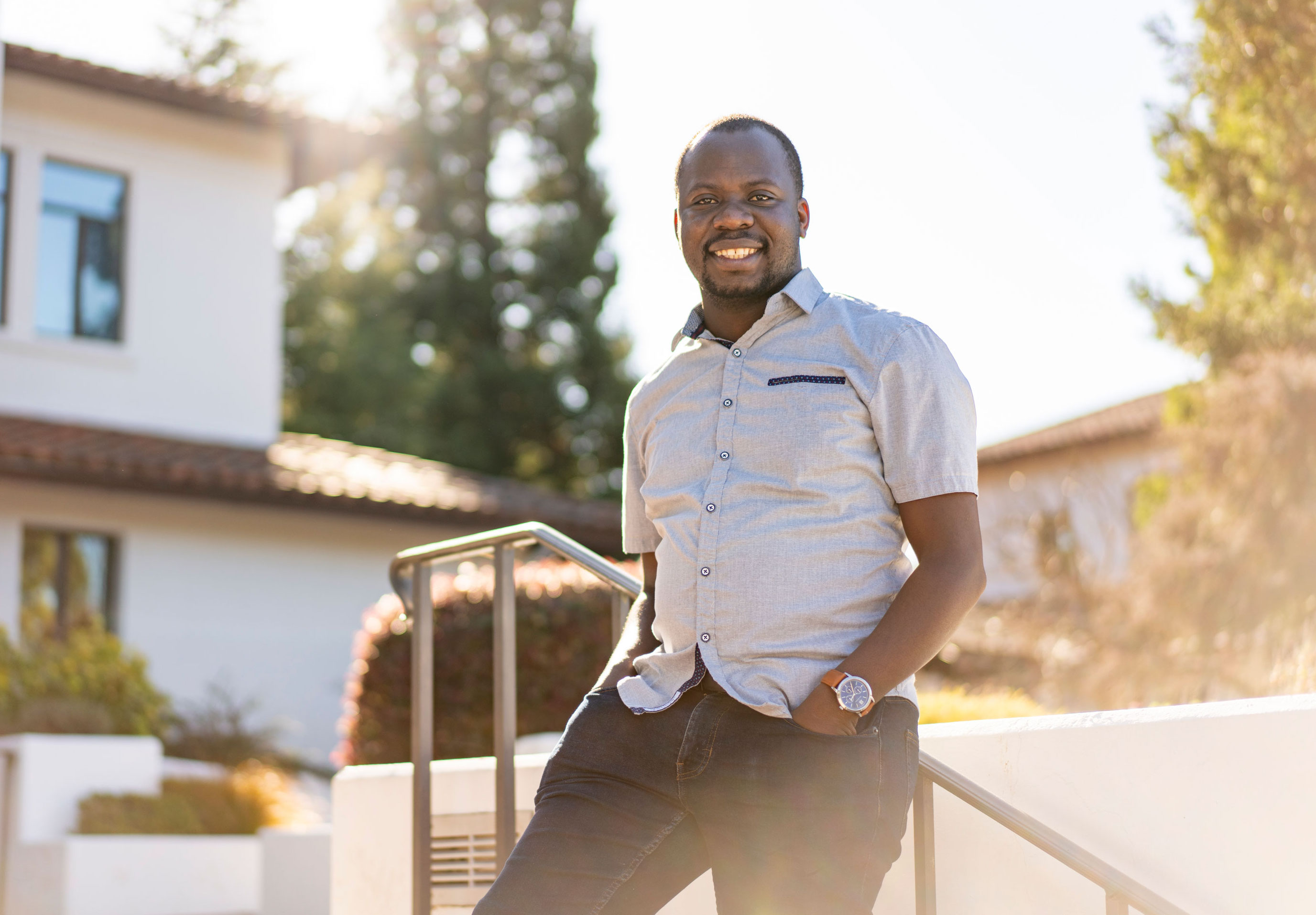 SEBA graduate student Brian Muganda on campus