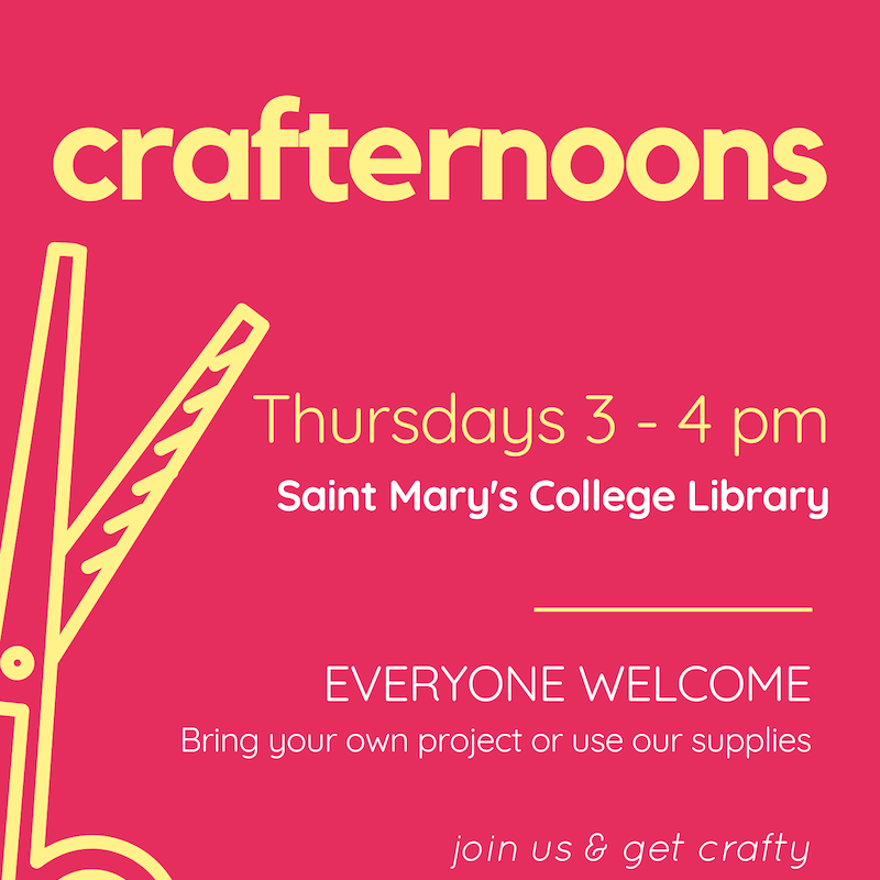 Crafternoons, Thursdays 3-4pm at the Library