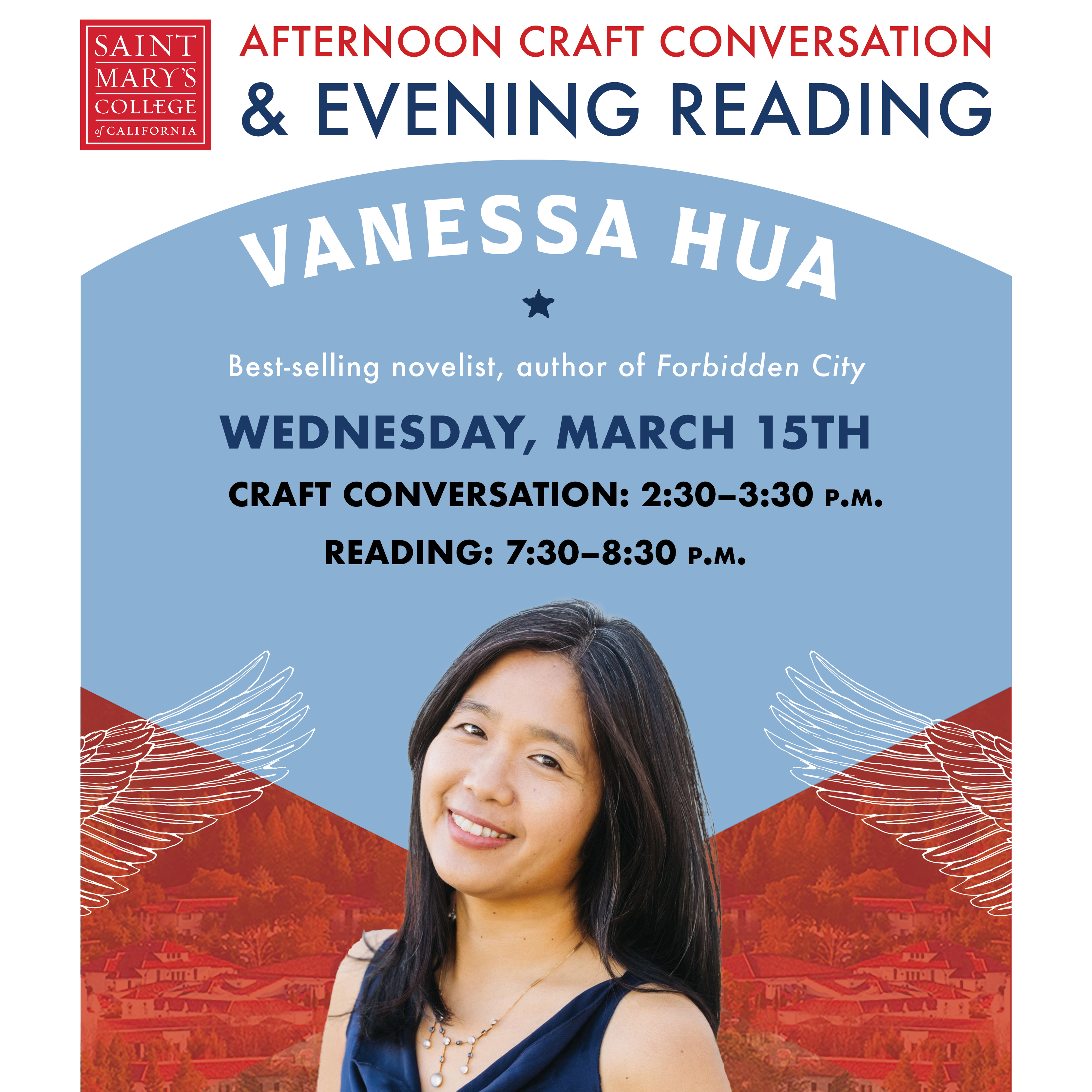 Graphic for MFA in Creative Writing events featuring Vanessa Hua.