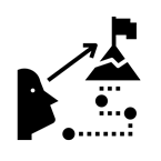 A graphical representation of a person viewing the path to a goal.