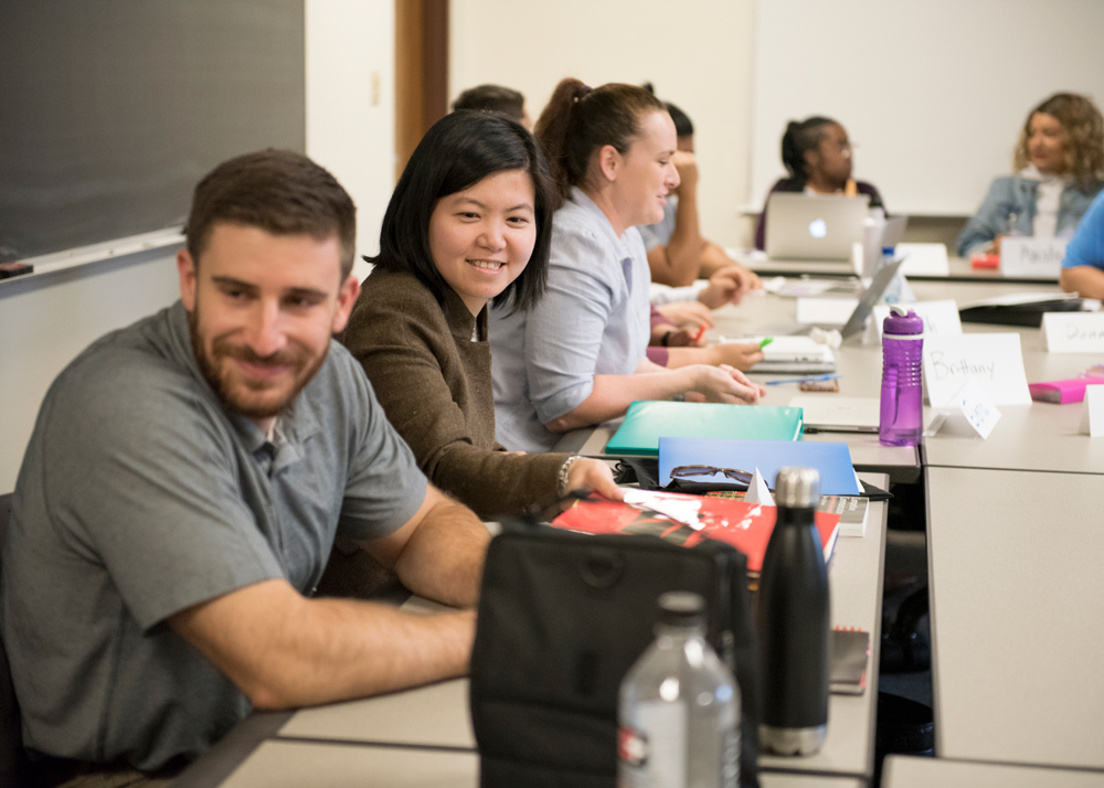 Students in a graduate classroom