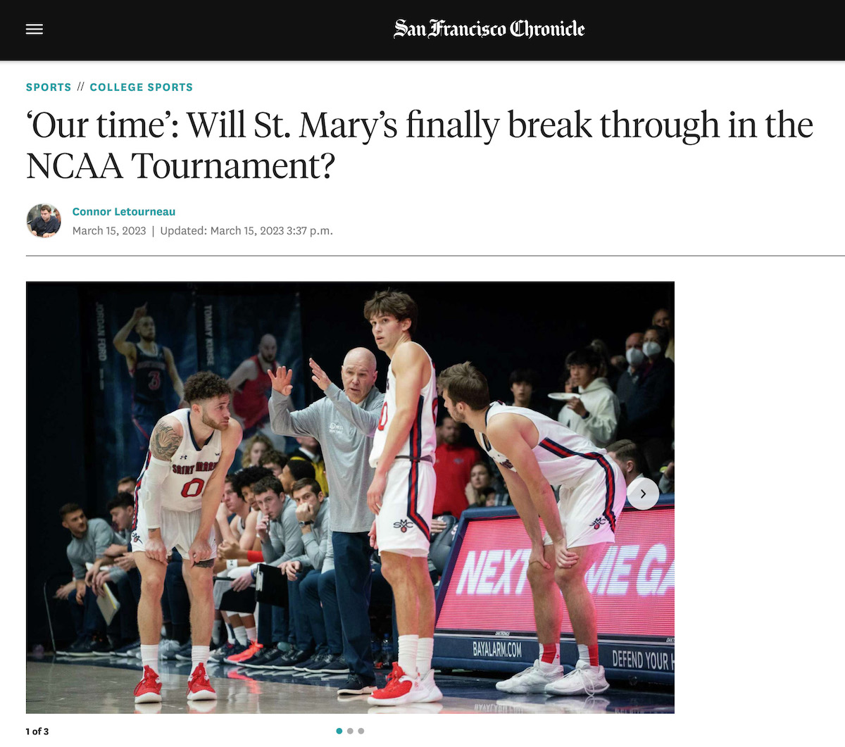 Basketball players and headline 'Our Time': Will Saint Mary's finally break through in the NCAA Tournament?