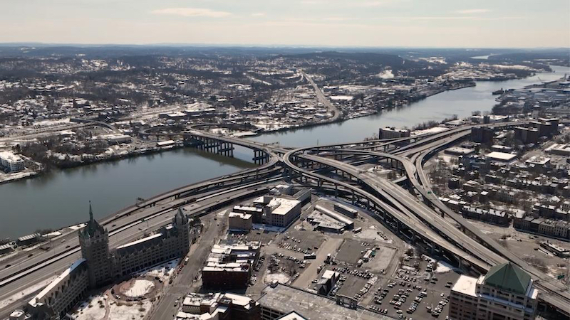 aerial shot of Albany, New York