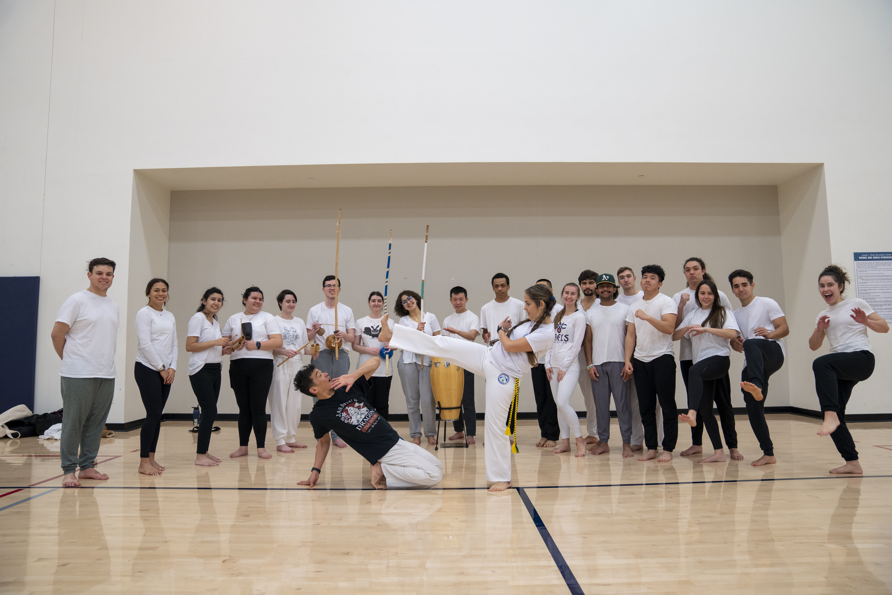 Samantha Joyce with her Jan Term Capoeira class students.