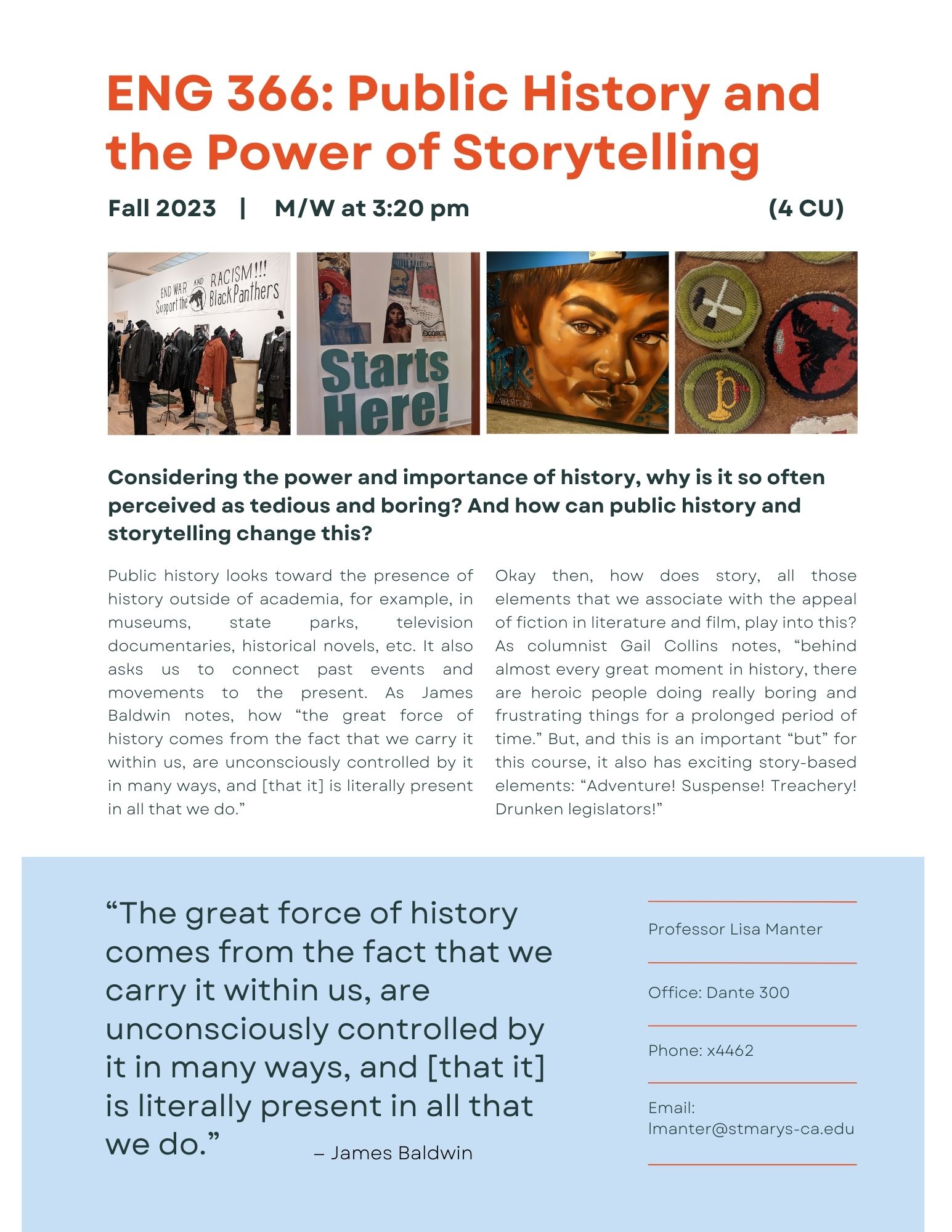 english 366 public history and the power of storytelling flyer