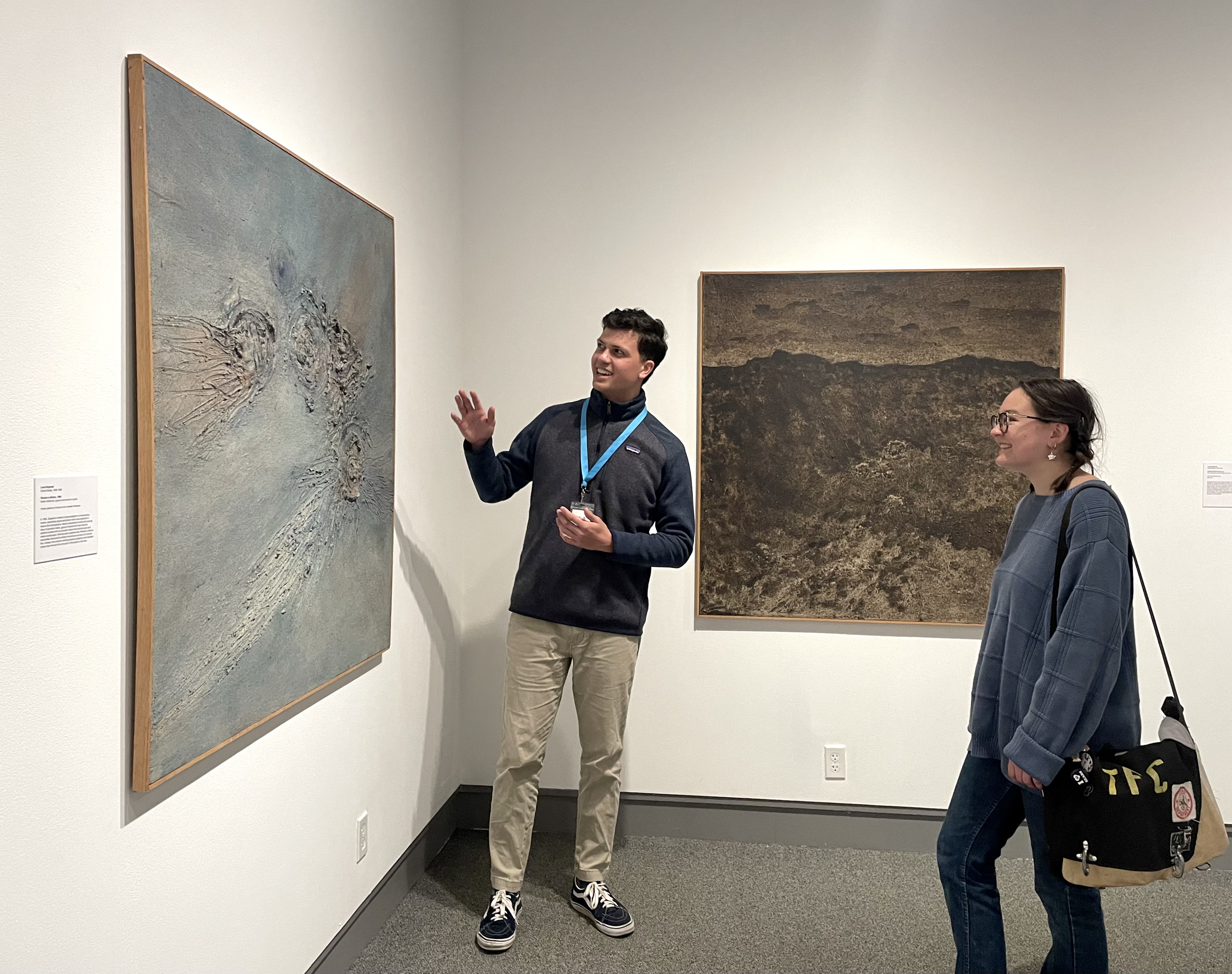 Student leading tour of art museum