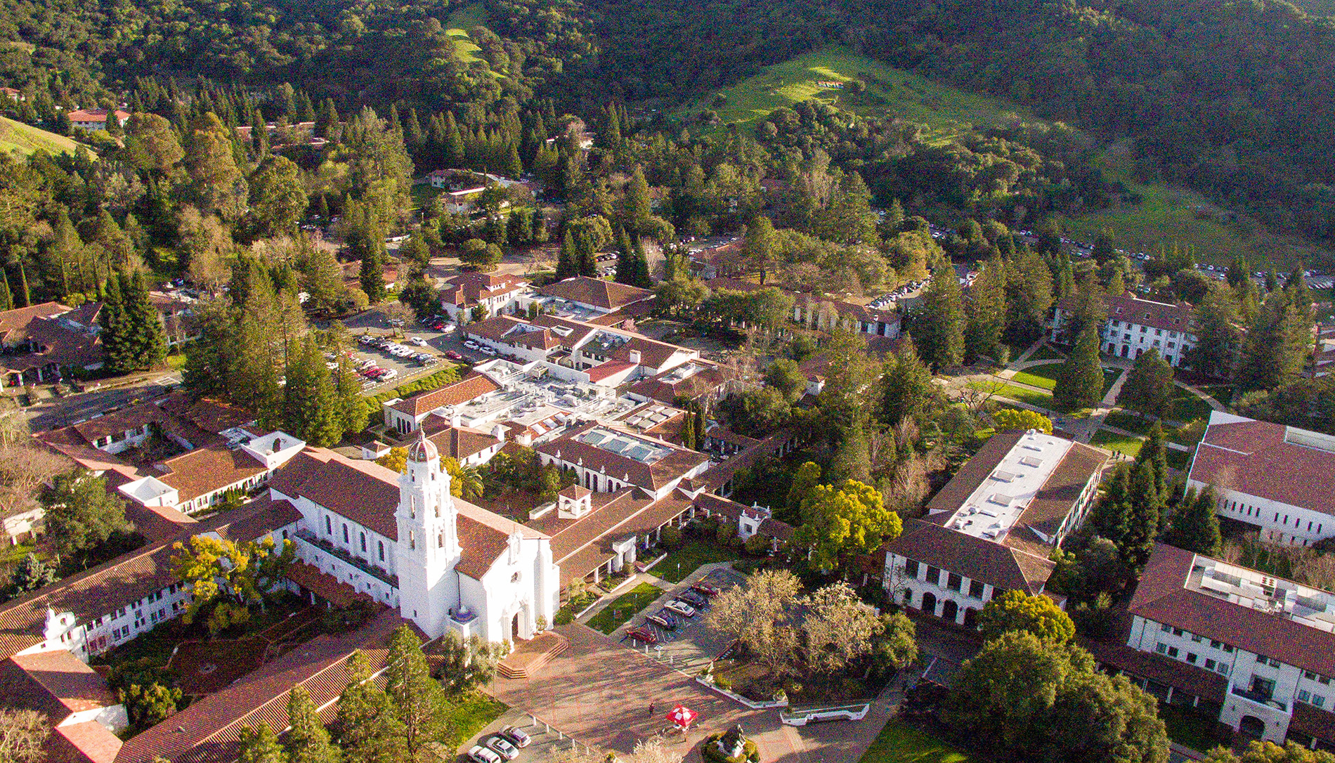 Aerial view of Saint Mary's campus taken in March 2017