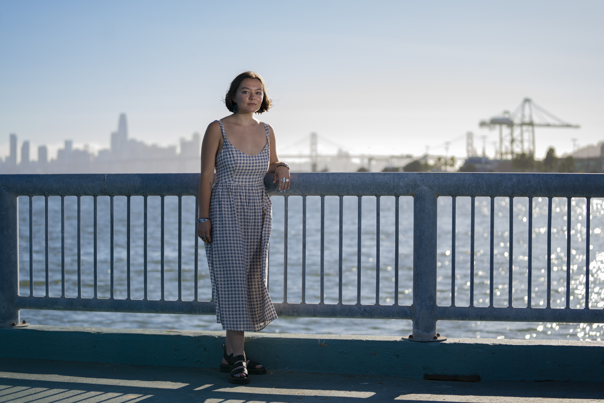 Desiree Sturrock with the San Francisco skyline behind her