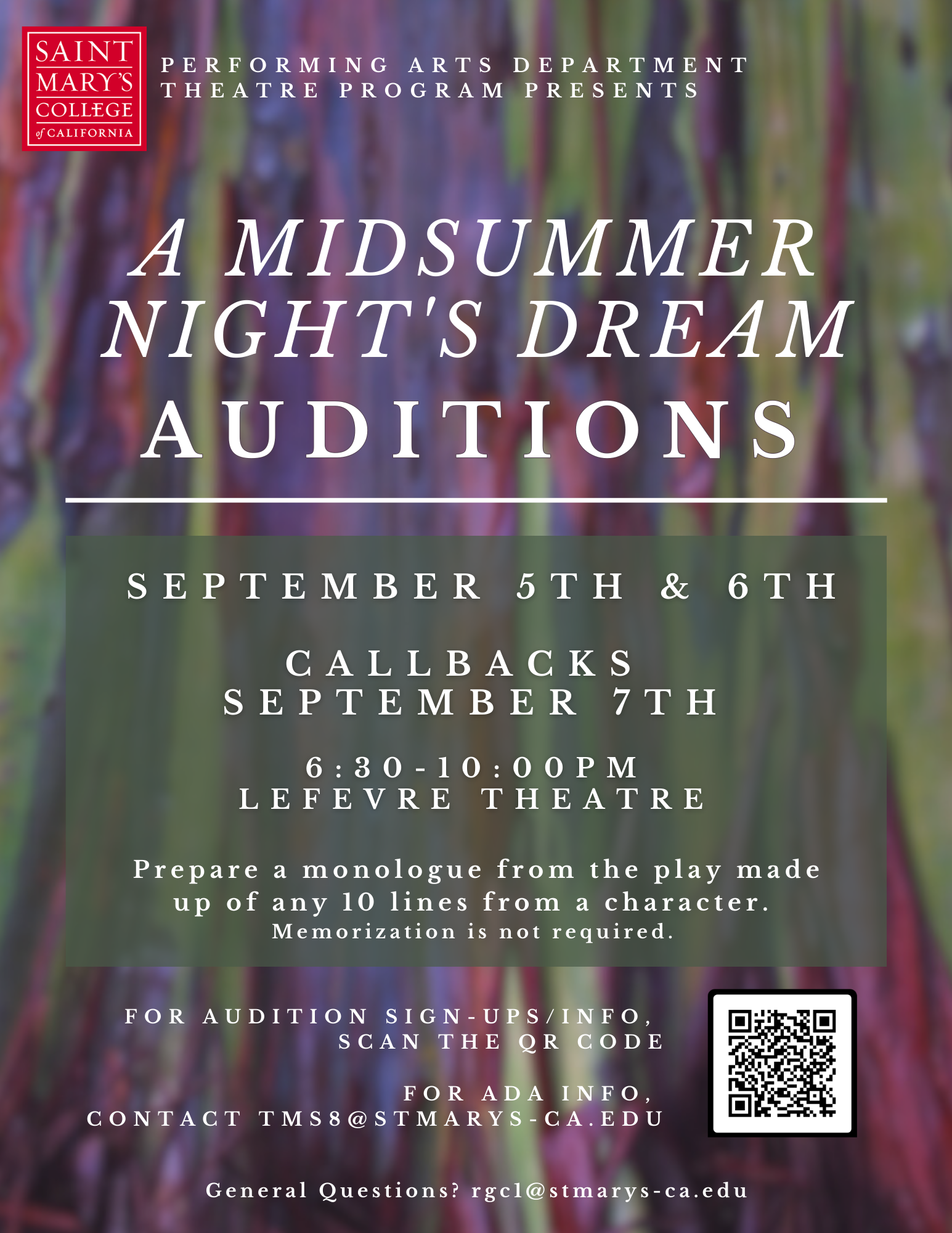 Auditions for "A Midsummer Night's Dream" are 9/5-9/7/23 6:30-10pm