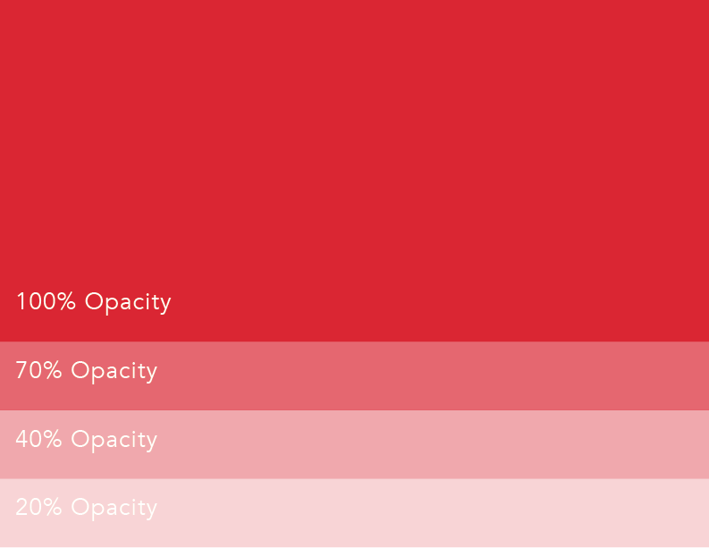 SMC Red 100%, 70%, 40%, 20% opacity