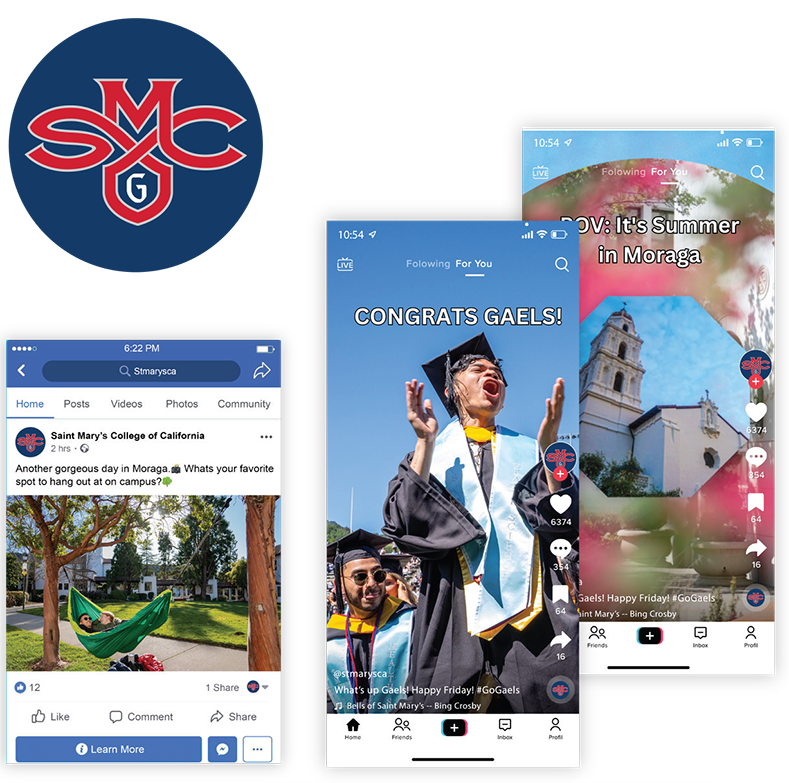 Saint Mary's Facebook Profile and stories showing commencement