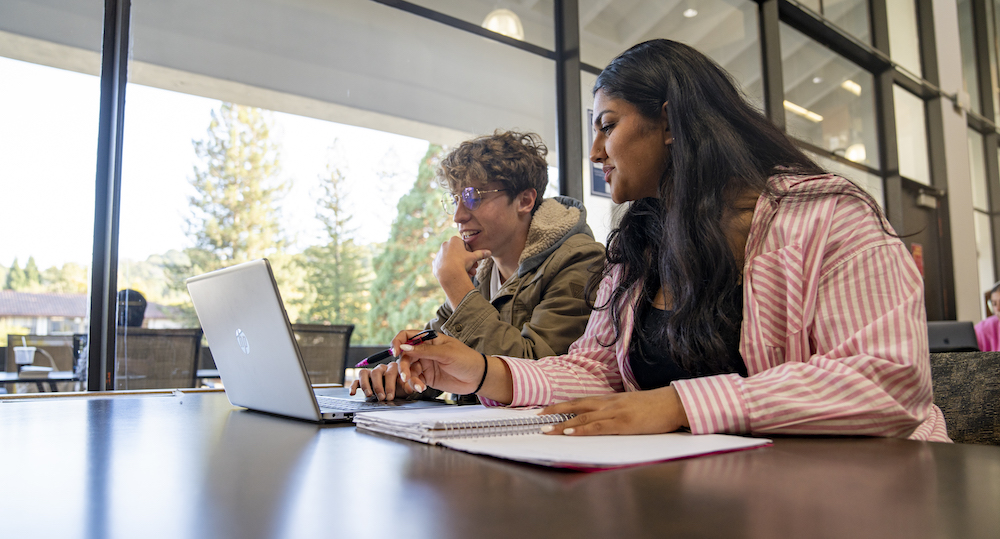 Students studying in the SMC Library