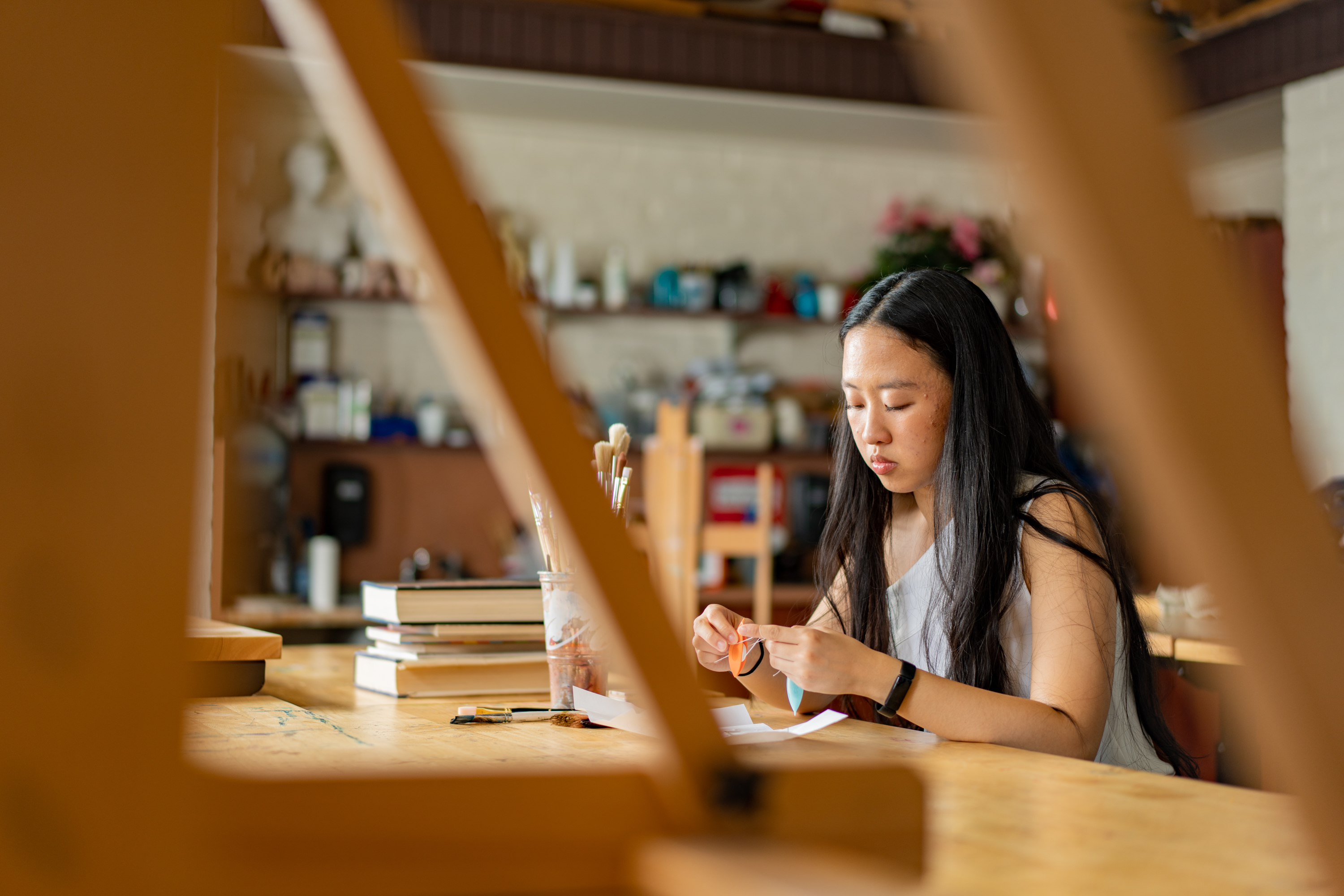 Gabrielle Ly in the SMC Art Studio