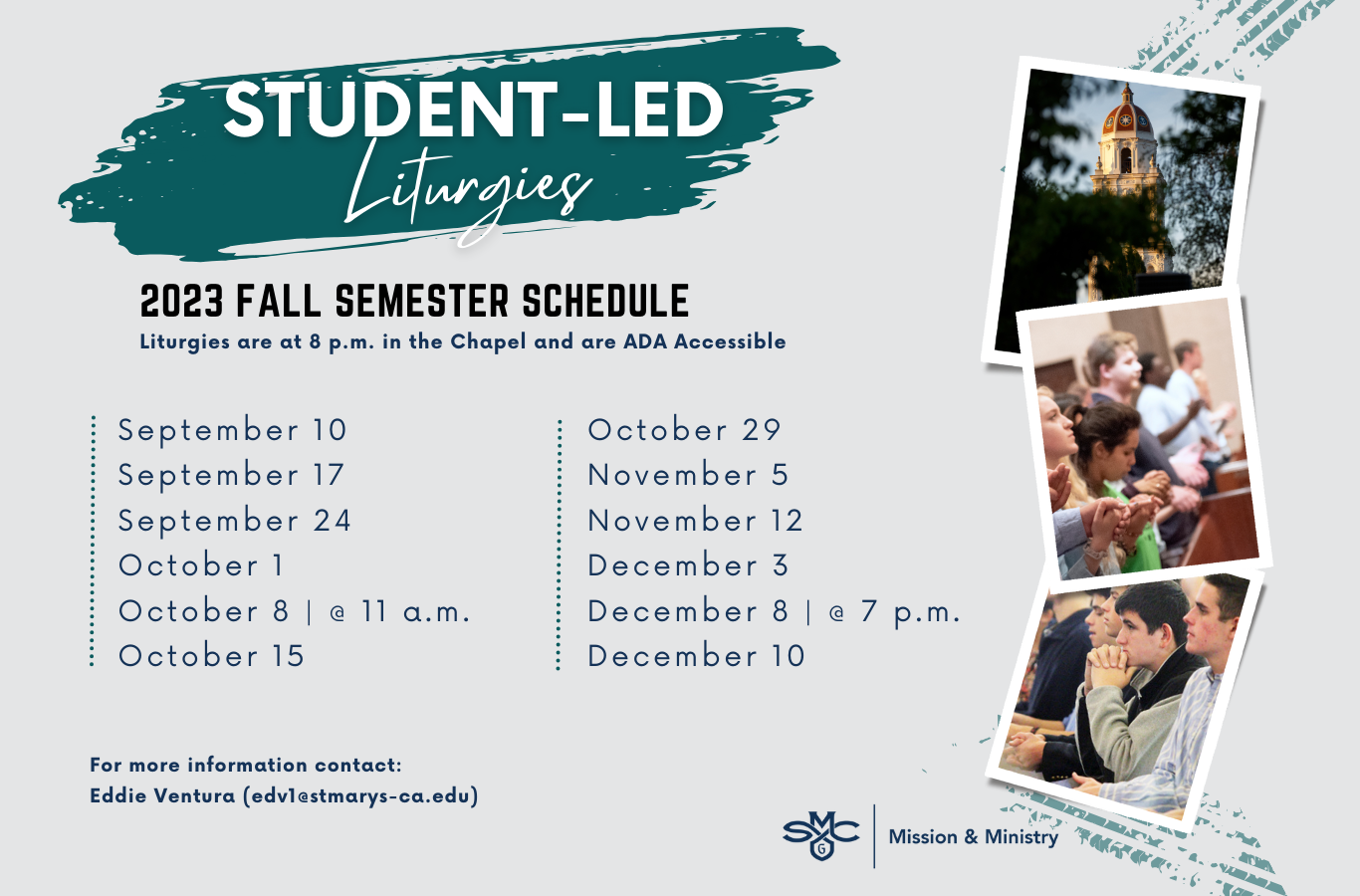 Student–Led Liturgy Fall 2023 Scheudle