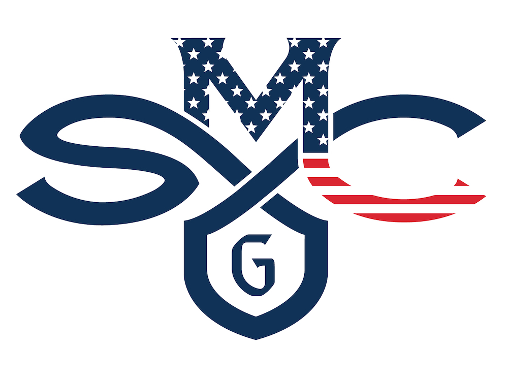 SMC logo with white stars and red and white stripes for Veterans Day 2023
