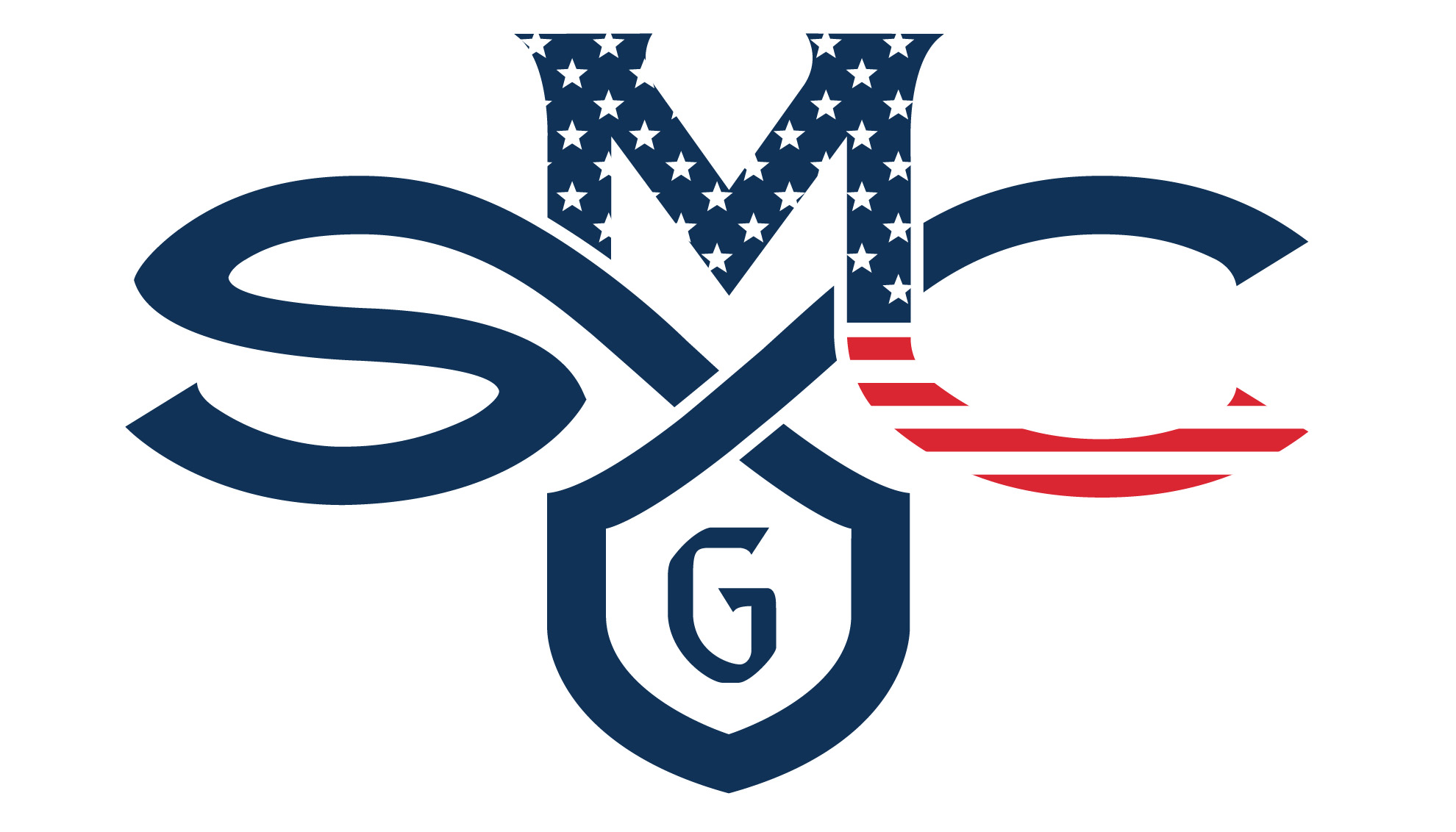 SMC logo with white stars and red and white stripes for Veterans Day 2023