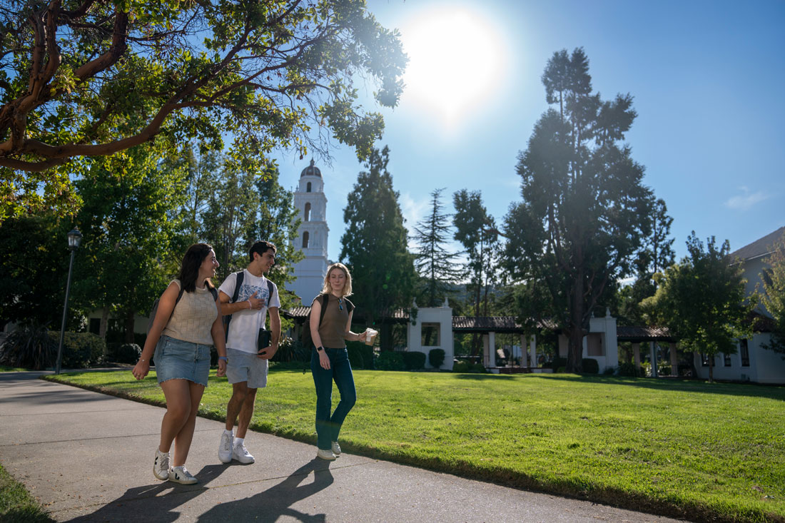 Students walking around Saint Mary's College Campus