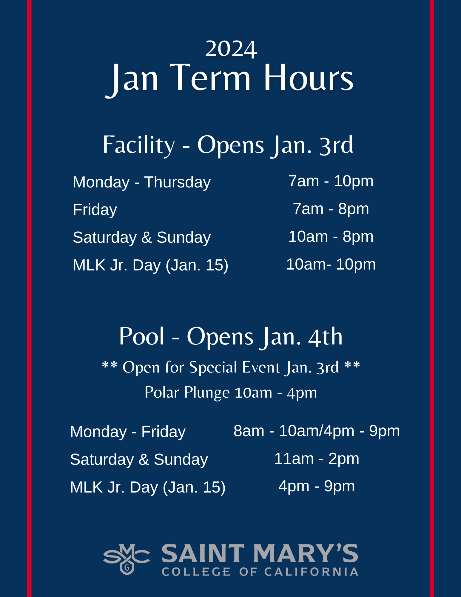 Jan Term Hours