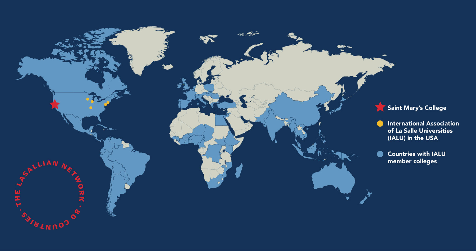 International Association of La Salle Universities World Map