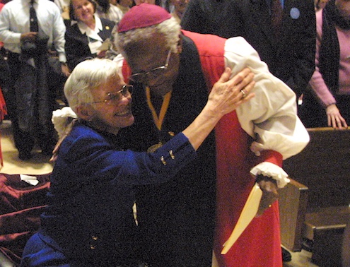 Judy Mayotte and Desmond Tutu