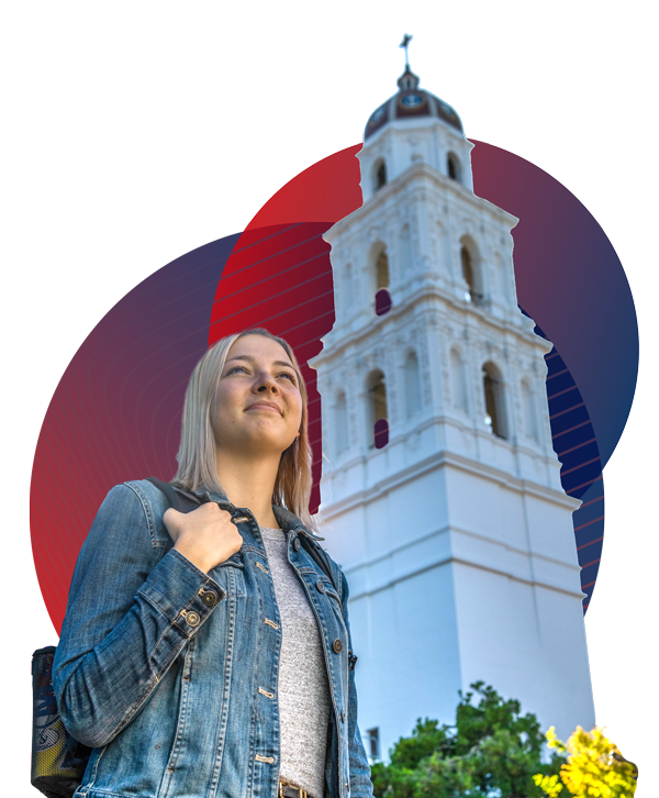 smc woman in front of chapel