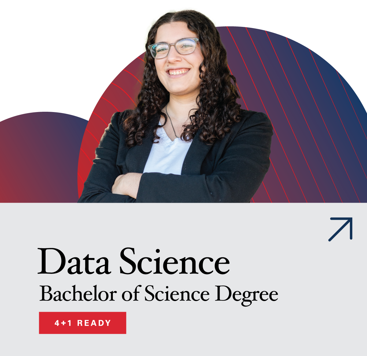 photo of a young woman earning her data science degree