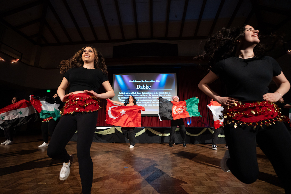 Students dance the Dabke at the Cultural Showcase in 2024