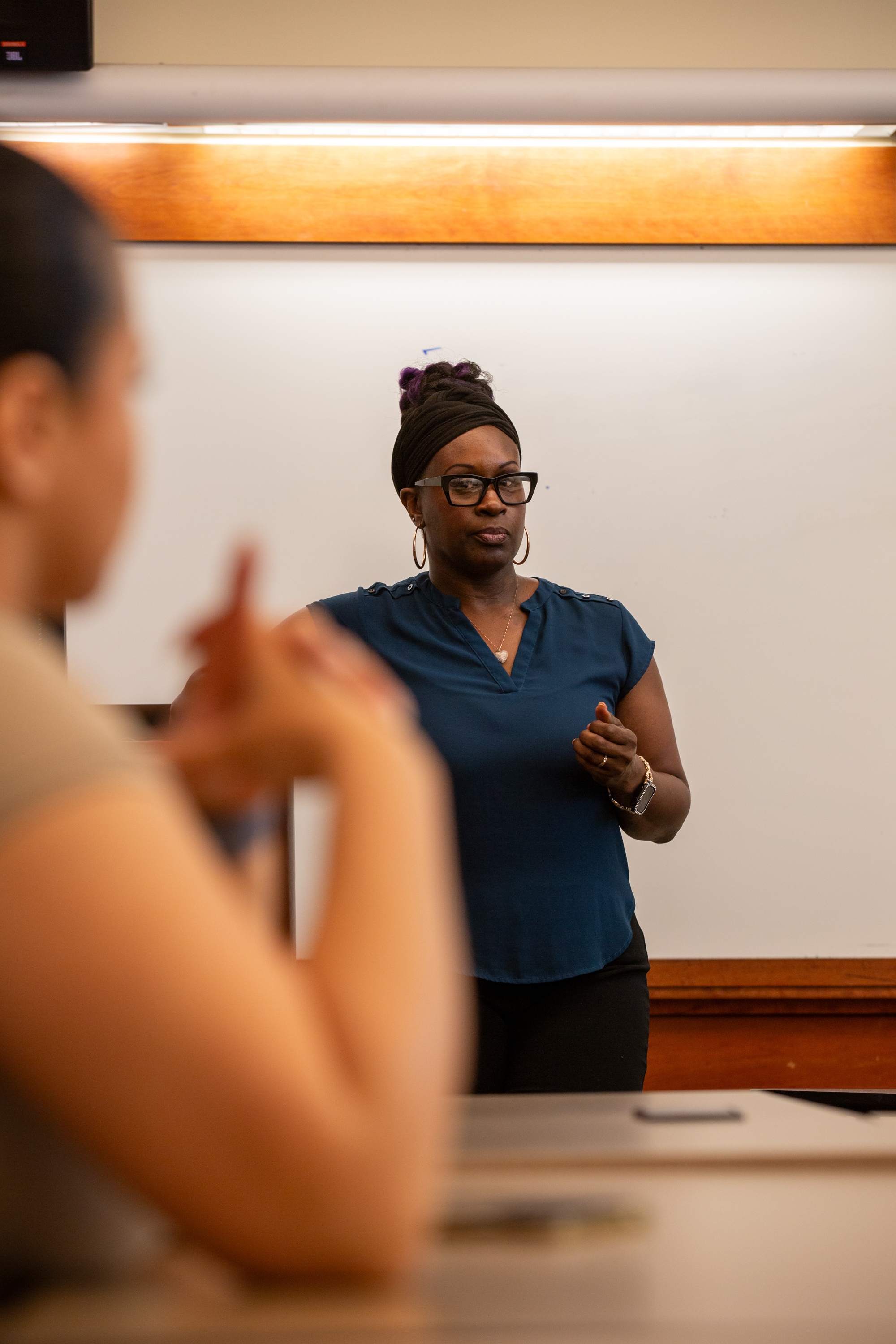 Dr. Talia Moore in a classroom