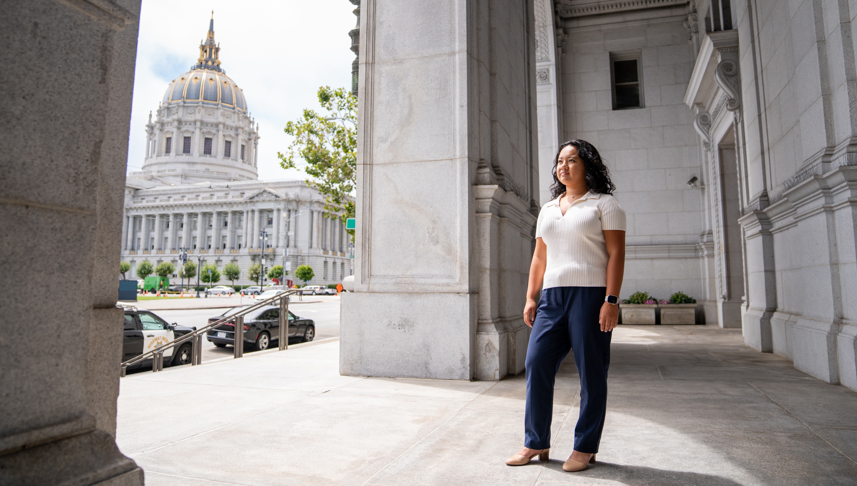 Kiana Paredes with the San Francisco City Hall in the background