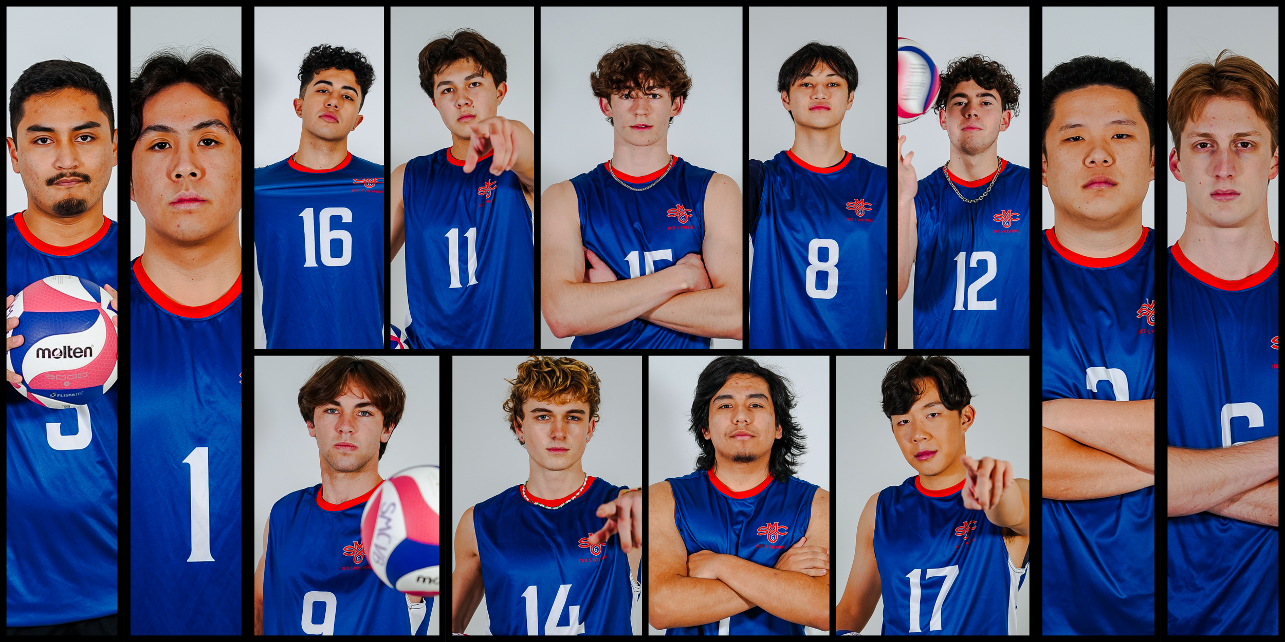 Headshots of various men's club volleyball members