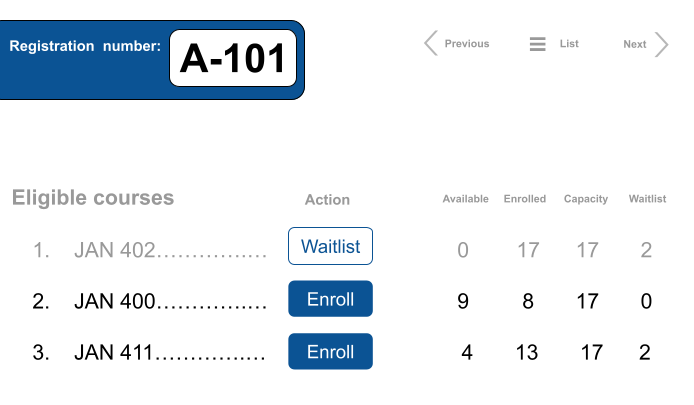 Jan Term Travel lottery interface example