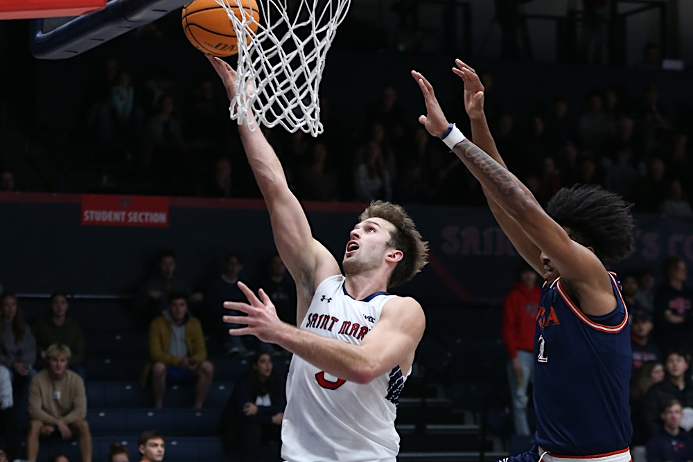 Men's basketball player Augustas Marciulionis shoots against UTSA in December 2024