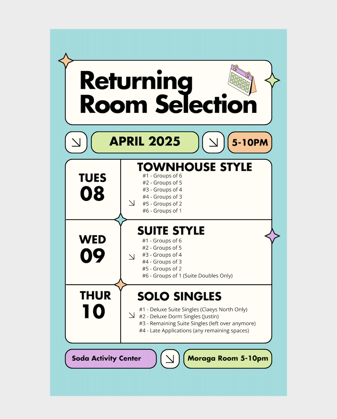 Returning Room Selection April 2025 - At a Glance Schedule v6