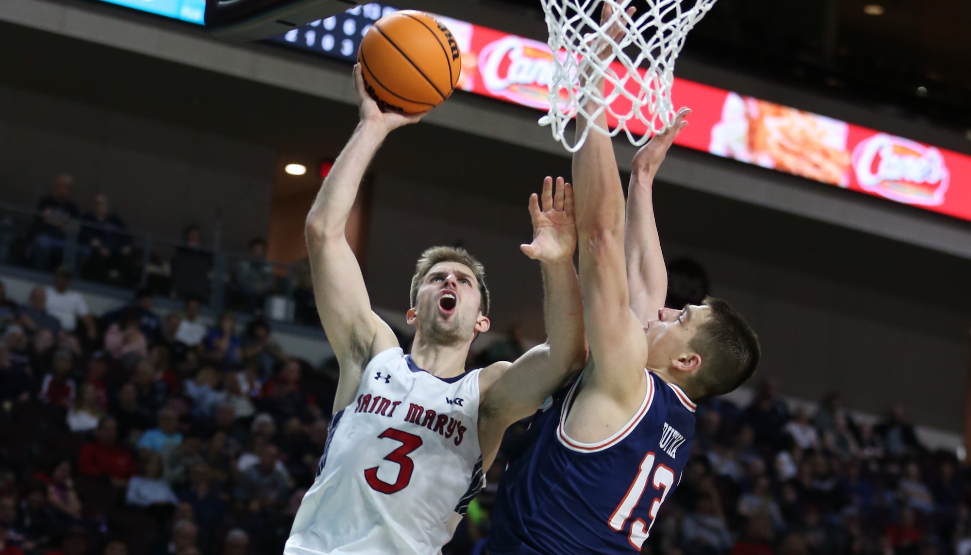 Augustas Marciulionis shoots against Pepperdine on March 11, 2025