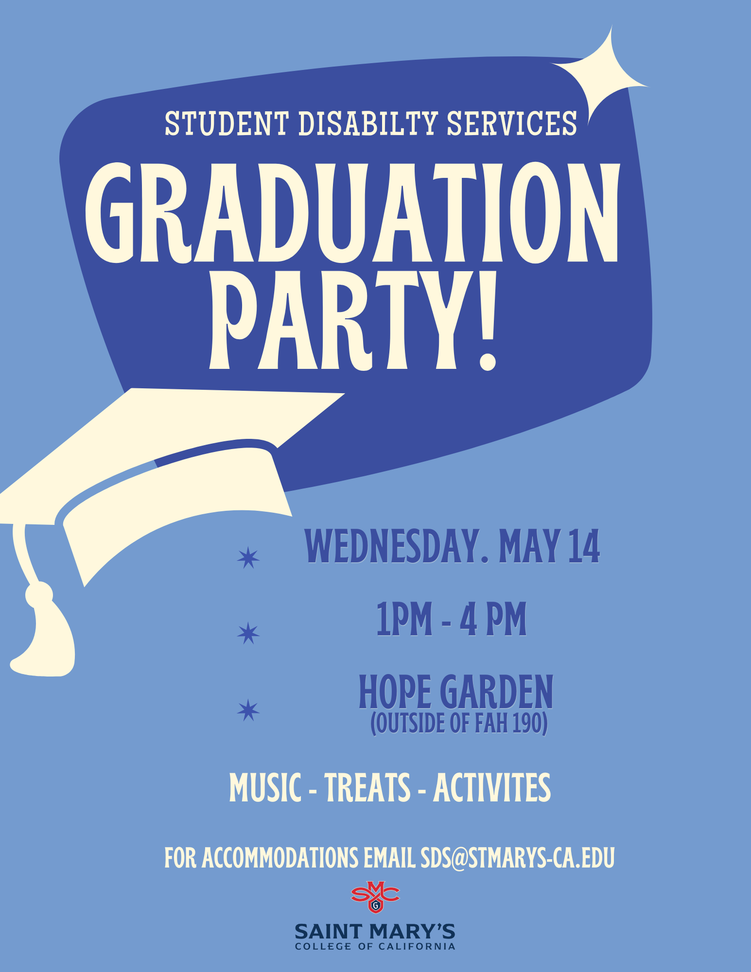 Graduation Party for SDS students May 14 1:00pm