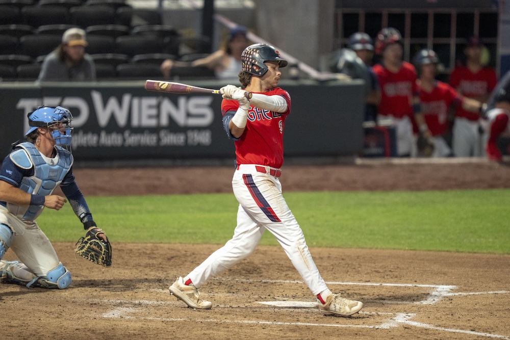 Baseball player Diego Castellanos in Game 2 of 2025 WCC Championship doubleheader against San Diego