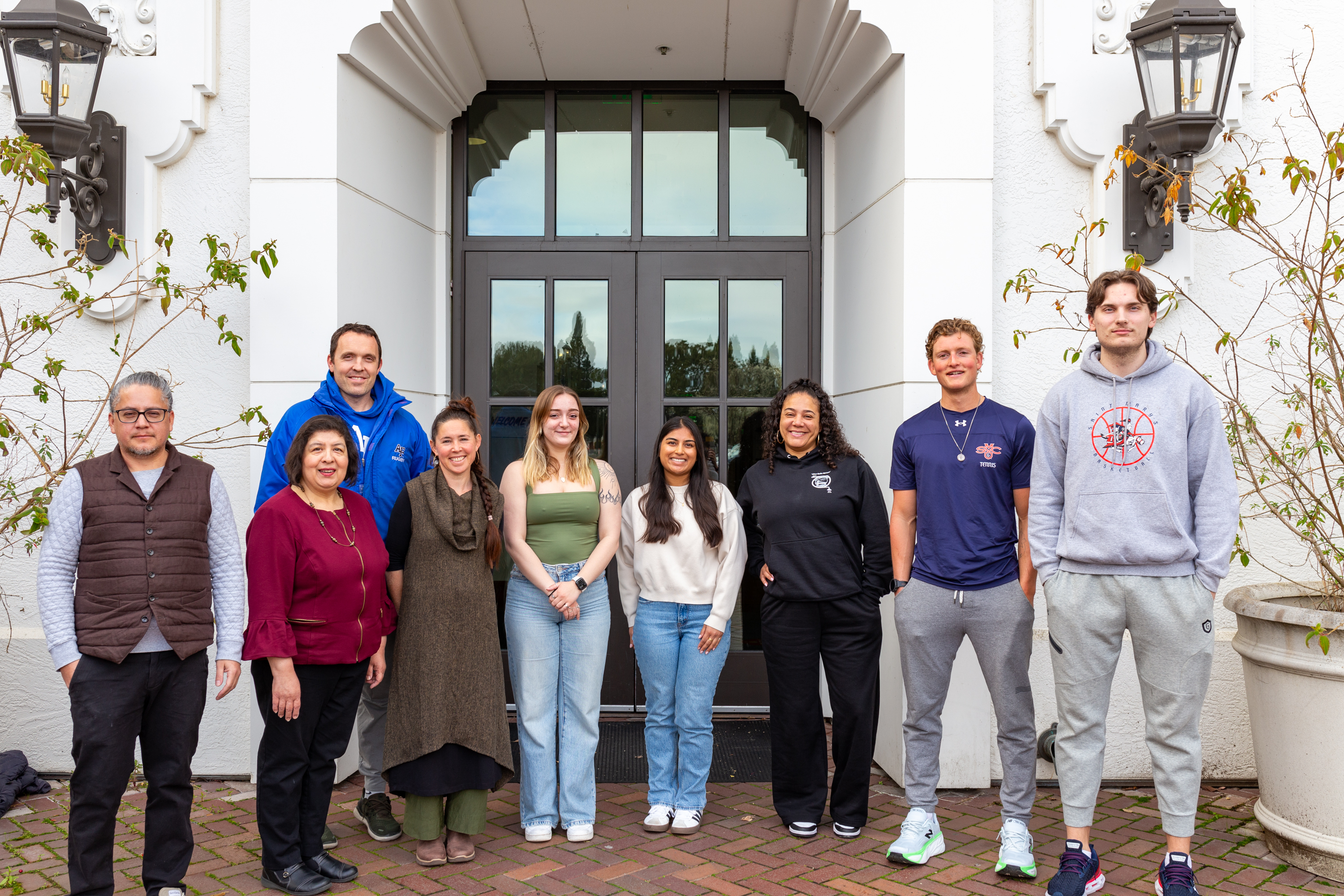 MA Leadership students outside Filippi Academic Hall