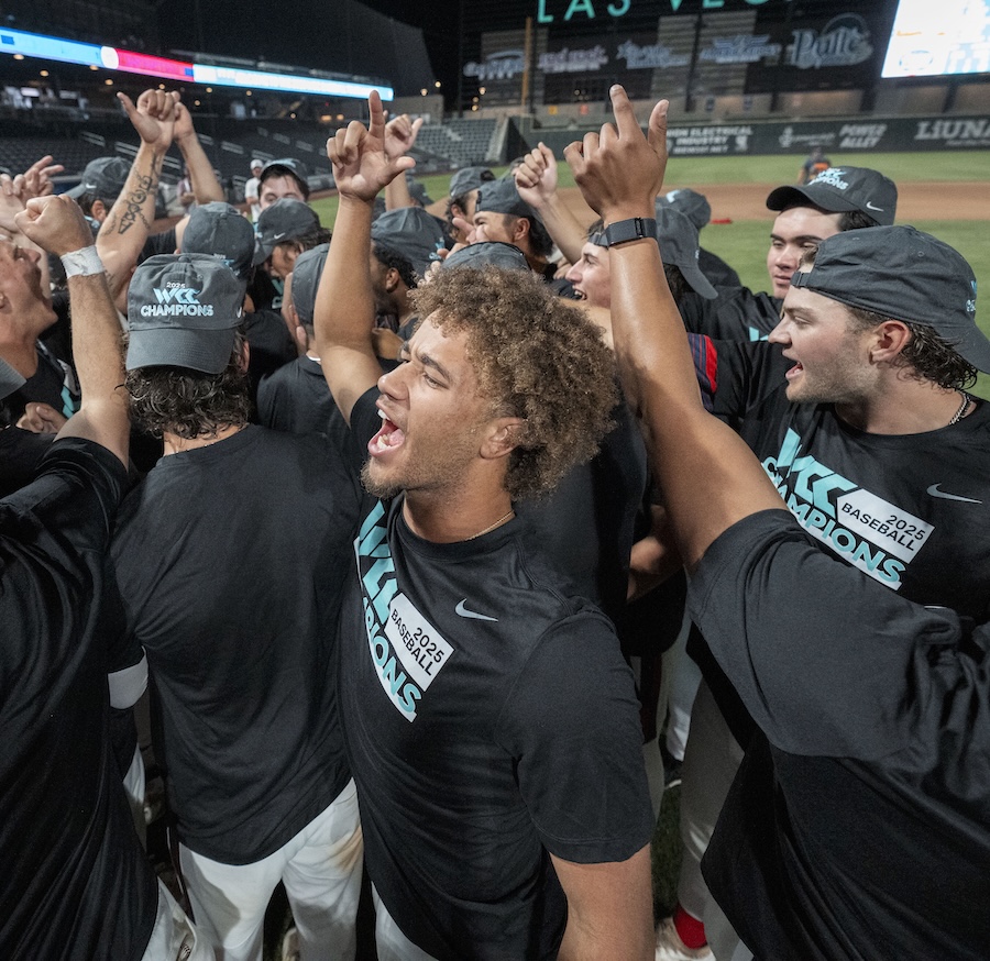Baseball team cheers winning WCC tournament in 2025