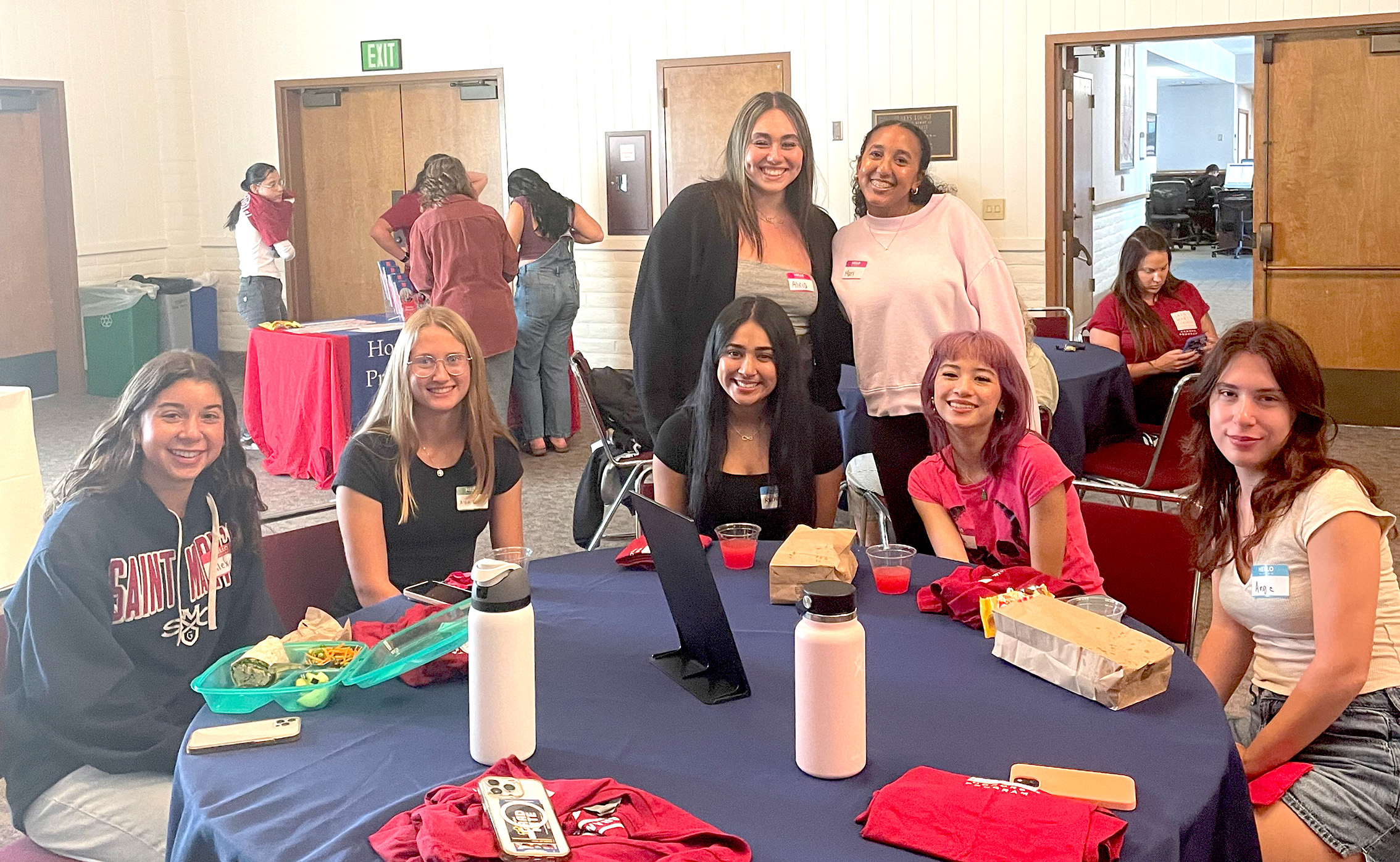 Honors students at a table