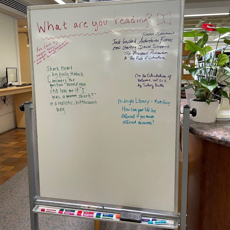 an image of a whiteboard for reading suggestions