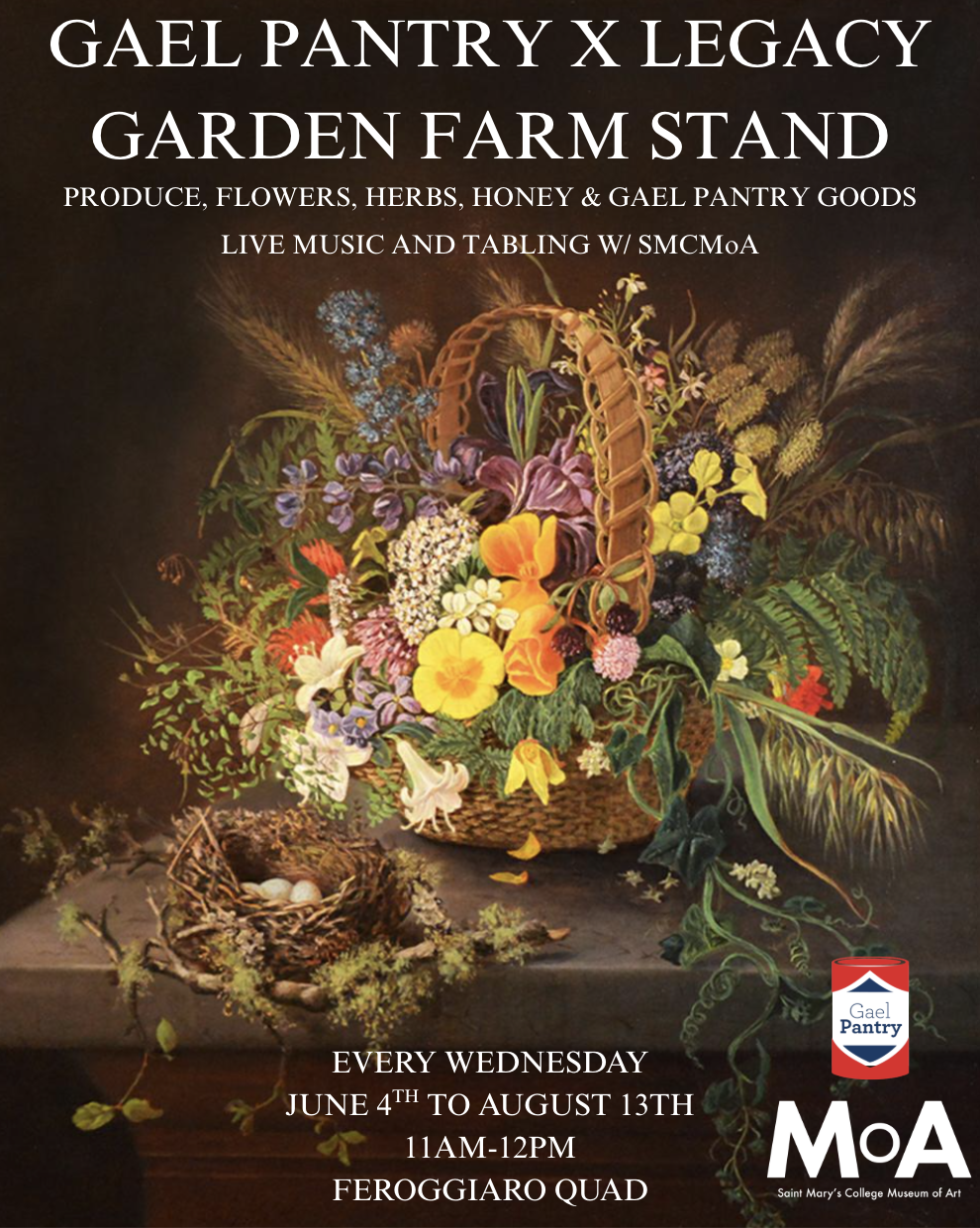Gael Pantry x Legacy Garden x MoA Farmstand, Wednesdays 11-12pm FERR Quad