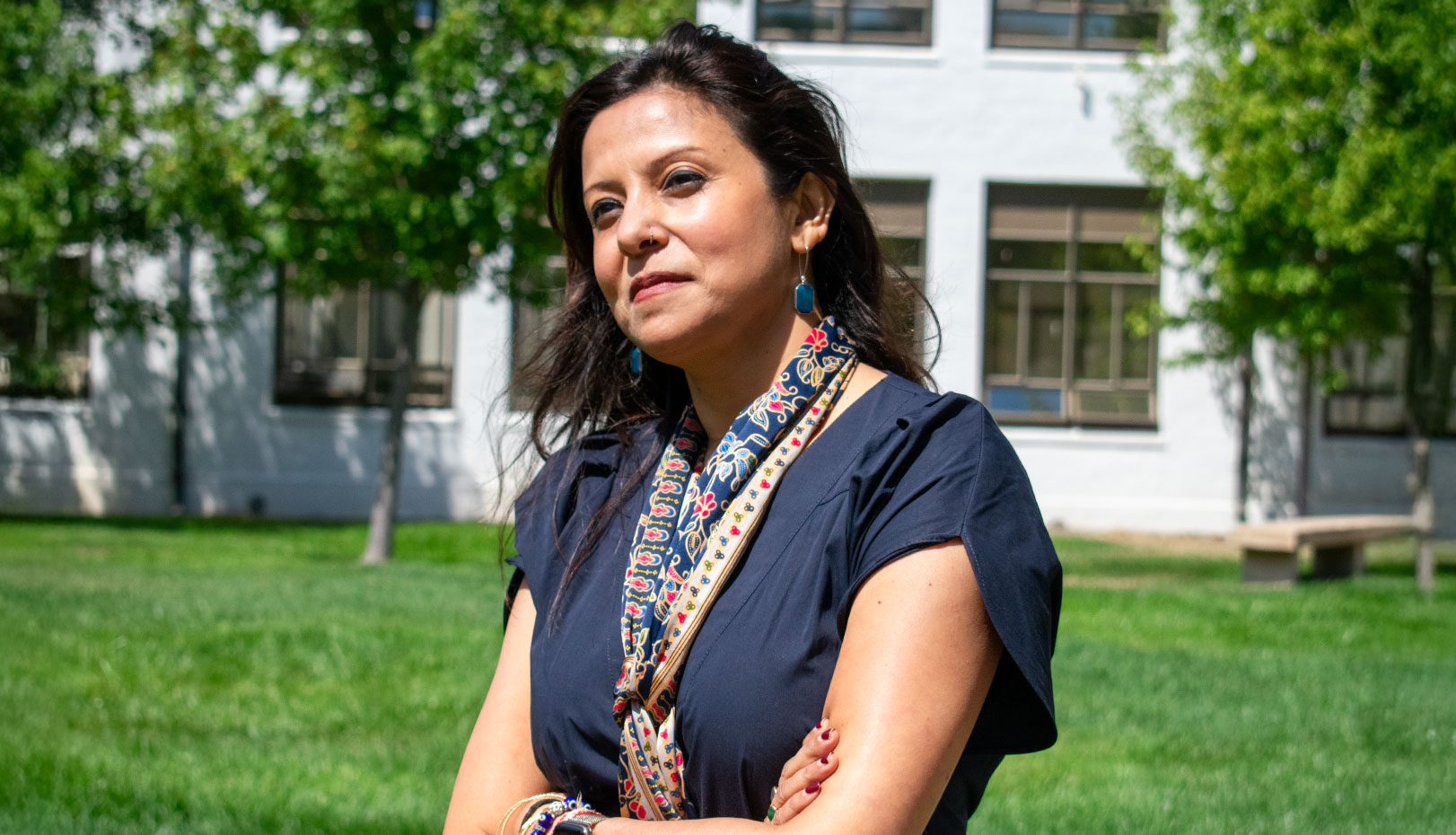nabanita talukdar in front of Galileo Hall
